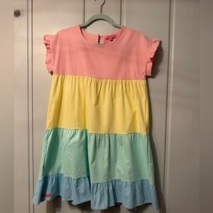 Simply Southern Pink, Yellow, Green, and Blue Tiered Mini Dress